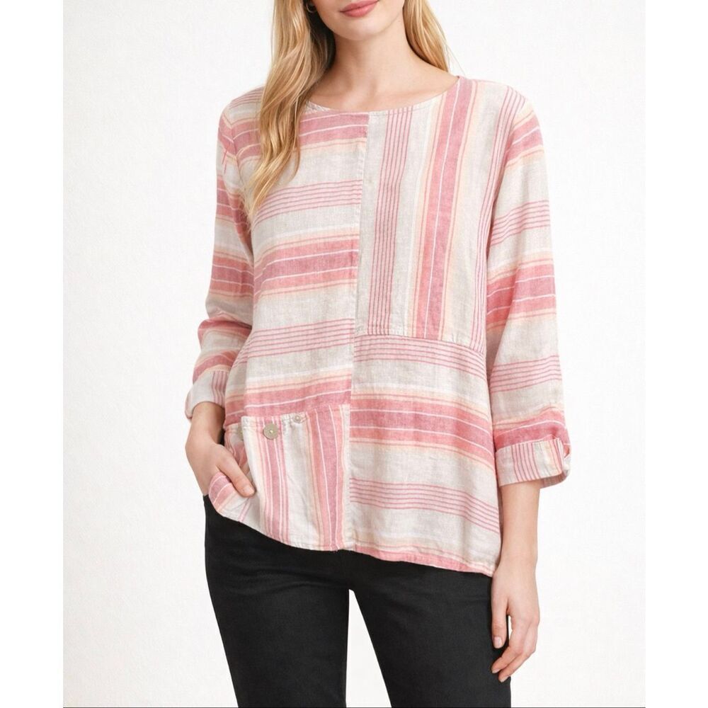 Habitat linen blend oversized top lagenlook size Large